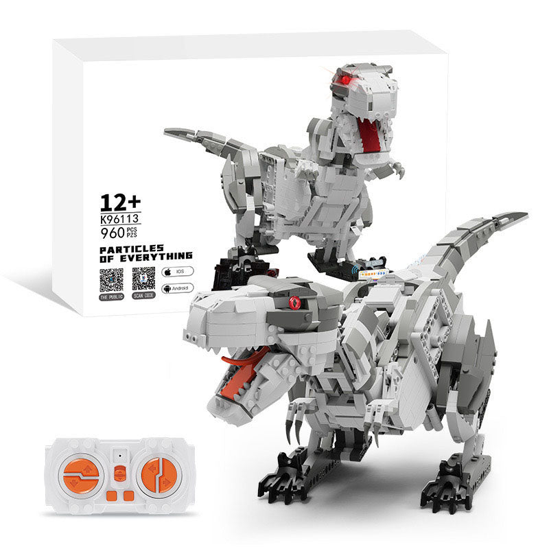 Programmable, electric, remote-controlled walking Tyrannosaurus Rex building blocks 