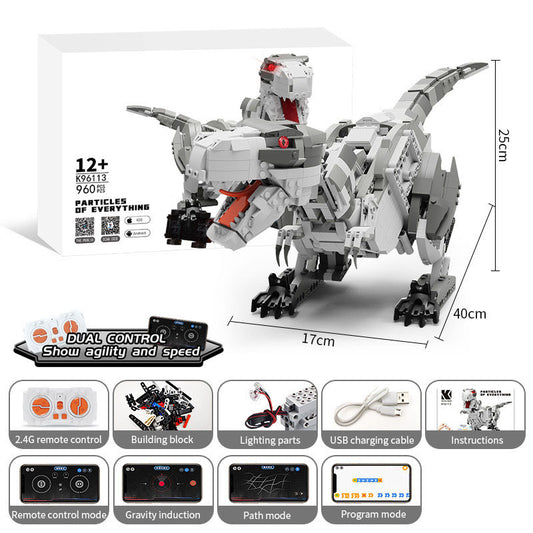 Bloques de construcción de Tiranosaurio Rex programable, eléctrico y teledirigido que camina